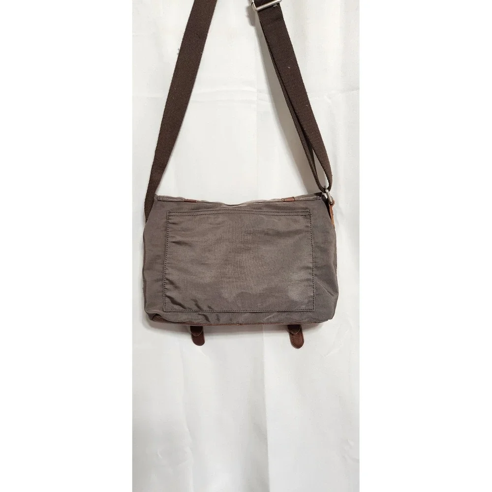 Fossil Canyon Brown Nylon Leather Trim Messenger Bag Crossbody Utility Travel